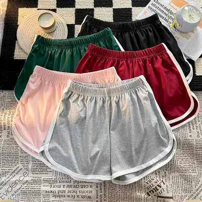 Women Pink Elastic Waist Shorts Running Comfort Loose Summer
