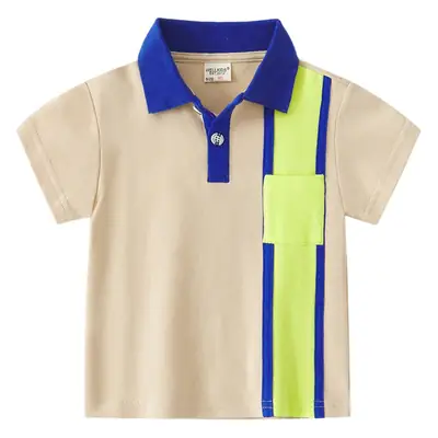 2025 Boys Polo T-Shirt Handsome Plaid Summer Lapel Short Sleeve