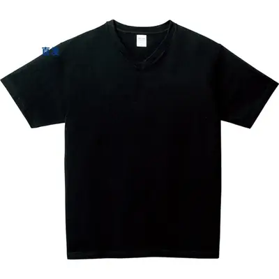 Men V-Collar T-Shirt 190g Cotton Printed Grey