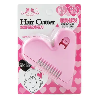 Pink Heart Hair Cutter for Double-Sided Thinning & Split Ends