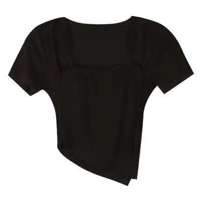 Black Fake Two-Piece Short Sleeve Women Summer Top