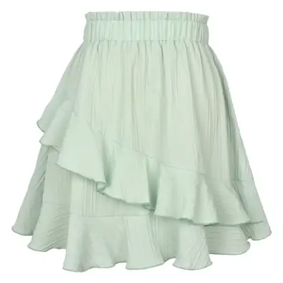 2022 Summer Ruffled Skirt Women High Waist Irregular Solid Color Large Hem