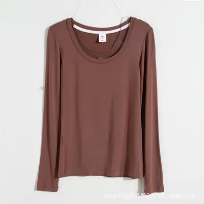 Men's Modal Crewneck T-Shirt Brown 2022 Spring Summer