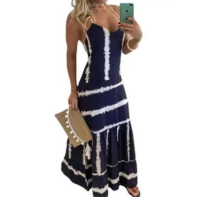 Women's Teal Tie Dye Long Sleeve Dress