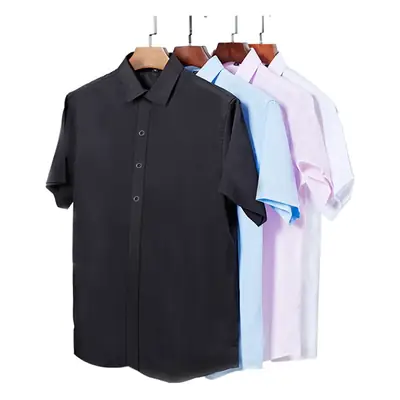 Men's Black Button Collar Shirt with Elastic Wrap