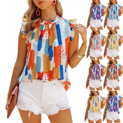 2025 Women's Colorful Printed Chiffon Top