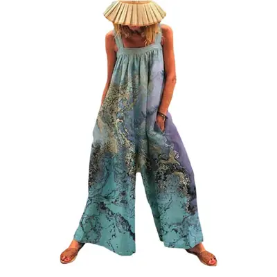 2024 Summer Printed Wide Leg Jumpsuit for Women