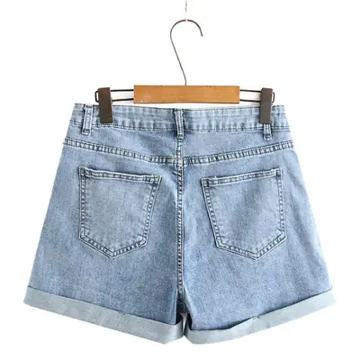 Women High Waist Slimming Denim Shorts Large