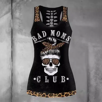Black Skull Hollow Tank Top for Women