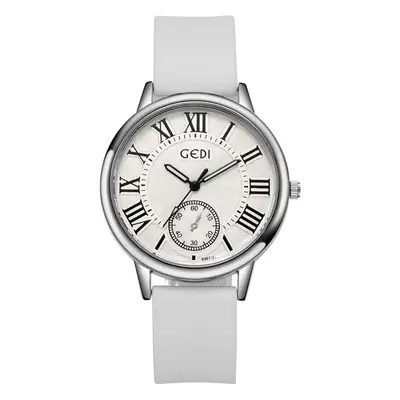 Women's Black Roman Dial Quartz Watch with Silicone Band