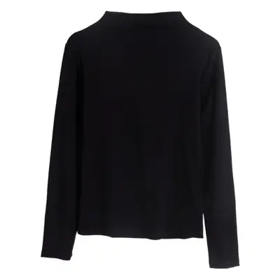 Women's Half Turtleneck Shirt White Black Ribbed Bottom Slim Fit