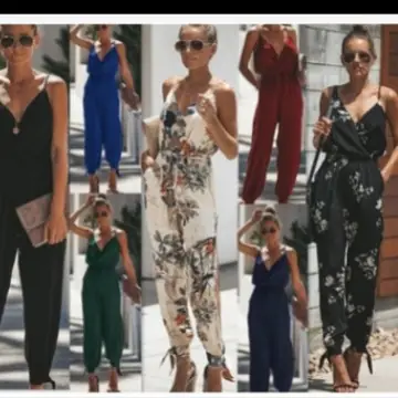 Blue Backless Tie-Up Long Jumpsuit 2023 Summer