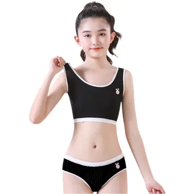 Girls' Underwear Developmental Pupils Pure Cotton 13-year-old 12-year-old Girls' Underwear Bra Children's Vest Set