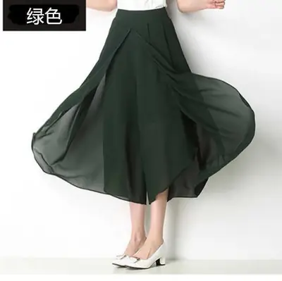 Blue Chiffon Wide Leg Pants for Women 2025