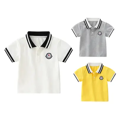Children's Yellow Polo Shirt with Badge Short Sleeve