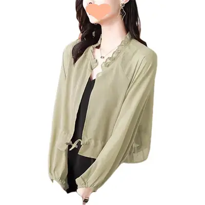 Chiffon Sun-Protective Cardigan Small Shawl Summer with Suspender Skirt Outer Blouse Loose Slimming Short Coat Top