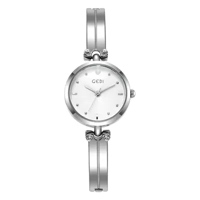 Women's Silver Quartz Bracelet Watch with Diamond Details