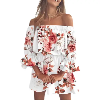 Off-Shoulder Printed Women's Dress 2023