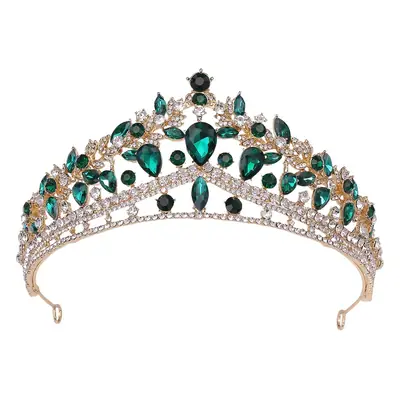 Luxury Green Water Drop Crown Princess Crown All-Match Bridal Headwear