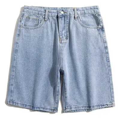 Men Denim Shorts White Mid Length Casual Summer