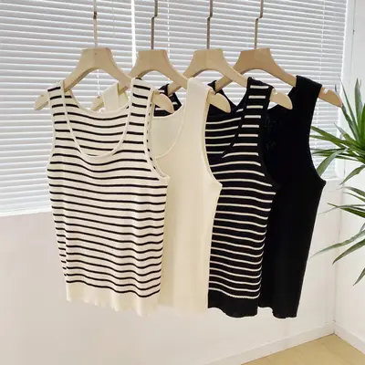 Summer Striped Knitted Vest Set Large 2223