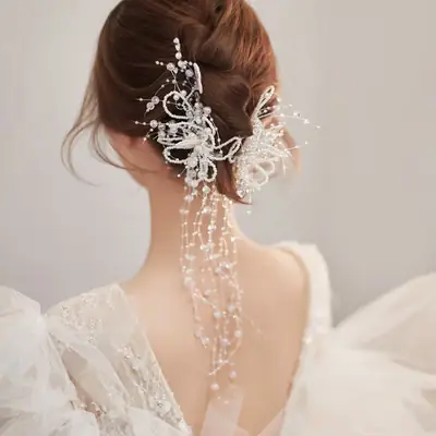 Japanese Mori Style Beaded Hairpin for Bride