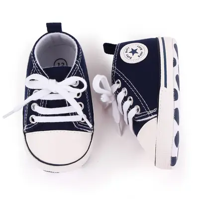 Classic Casual Baby Shoes Navy Red White Rubber Bottom