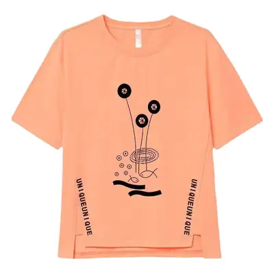 Women Asymmetrical Printed T-Shirt Brown 2023 Summer