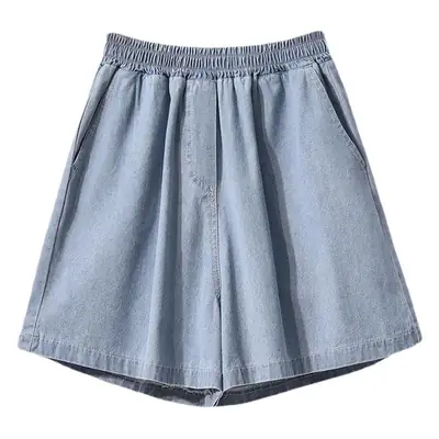Women Denim Shorts High Waist Slimming Wide Leg Pants