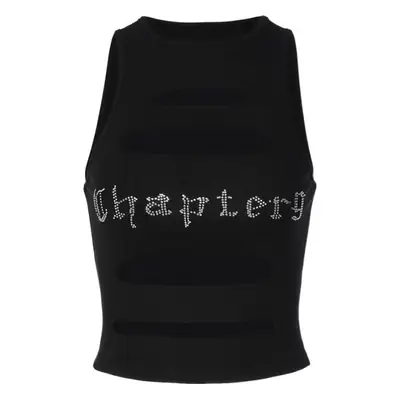 Black Hollow Cut Out V-Neck Vest for Women