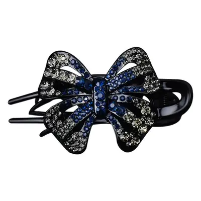 Black Korean Style Hair Clip with Bow and Duck Bill Design