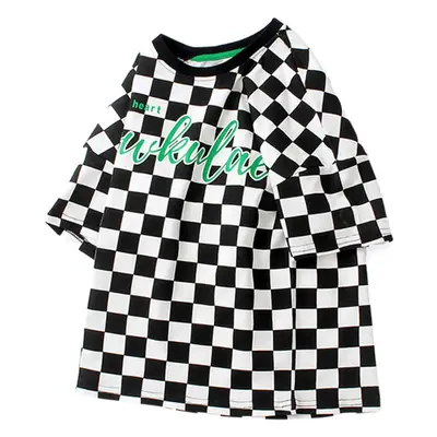 Boys Blue Checkered Crew Neck T-Shirt Short Sleeve