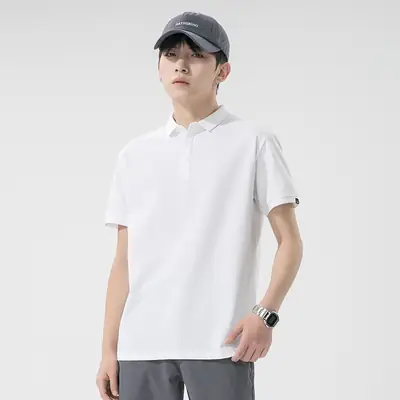 Men's Dark Gray Polo T-Shirt Short Sleeve Lapel Summer
