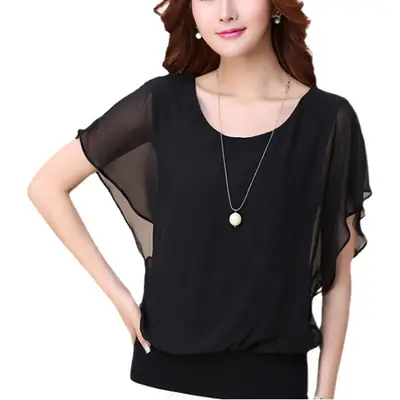 2024 Summer White Chiffon T-Shirt Women Plus Size Slim Fit