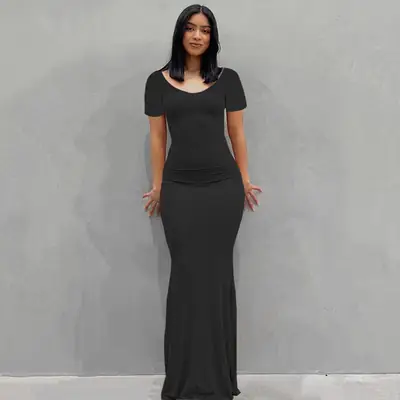 Women's Pink Slim Fit Long Sleeve Dress