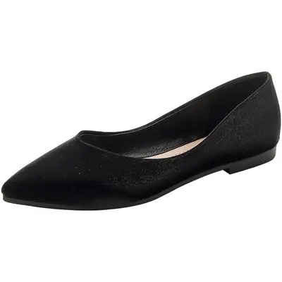Huidong Retro Casual Pointed Flat Shoes Women
