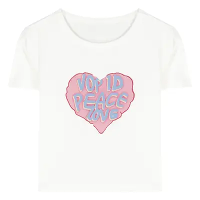 Women Short Sleeve T-Shirt White Heart Print 2025
