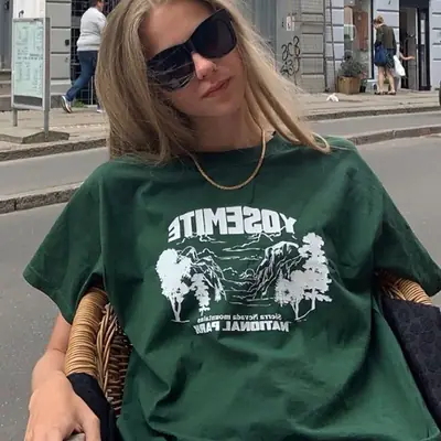 Independent Station Dark Green Forest Half Sleeve T-Shirt Women