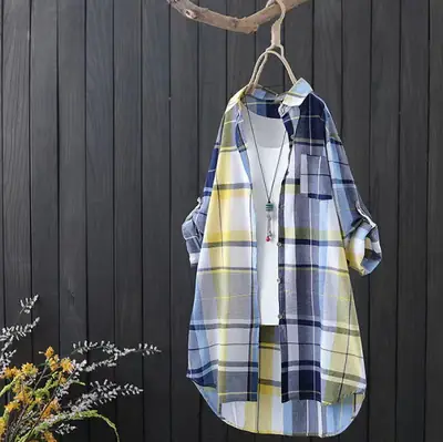 Women Plaid Long Sleeve Shirt 2025 New