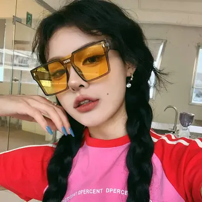 Men Windproof Square Sunglasses Yellow Large Frame