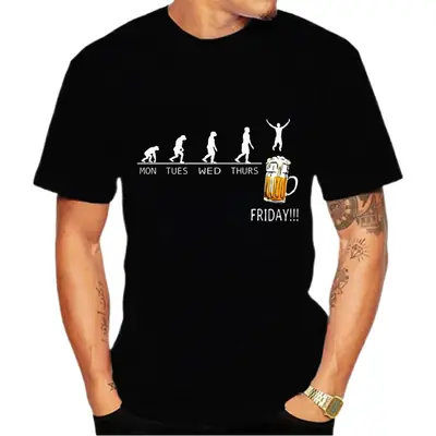 Funny Beer Day Graphic Tee Black Round Neck Women Men