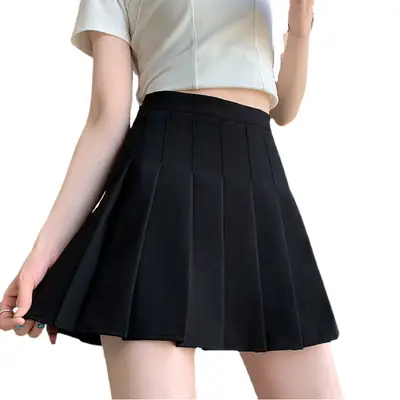 High Waist Pleated Skirt for Women Brown