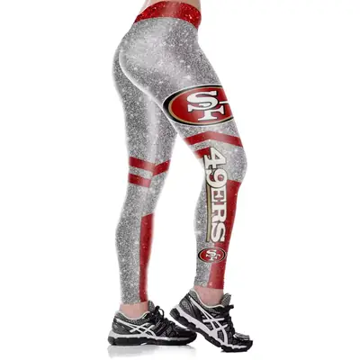 Sexy Hip-Lifting Yoga Pants for Women with Red & Silver Design