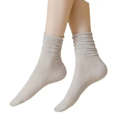 Socks women's socks spring and summer air-conditioning socks thin pile socks breathable mesh black white cotton long socks tide