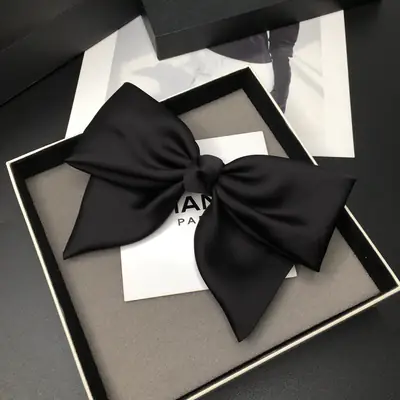 Black Satin Bow Hairpin for Women