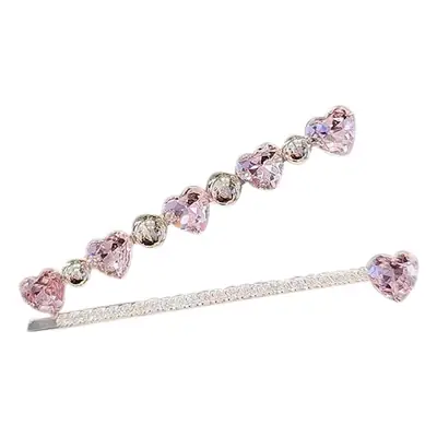 Summer Pink Crystal Love Hairpins for Girls