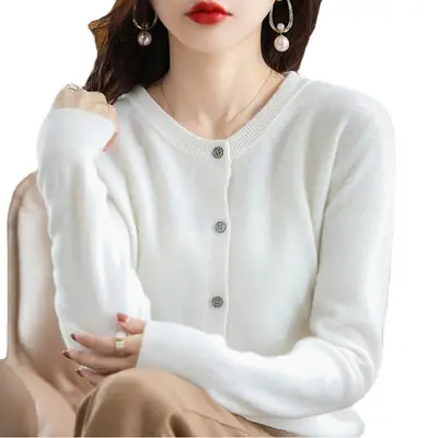 Women's Black Slimming Cardigan with Button Front