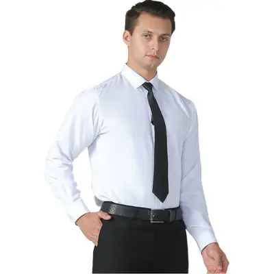 Men's White Formal Shirt with Black Tie 2025
