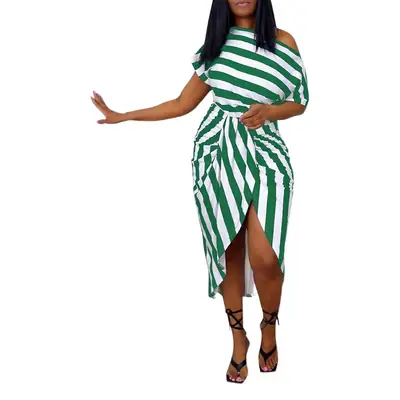 2022 Off-Shoulder Striped Slit Dress for Women