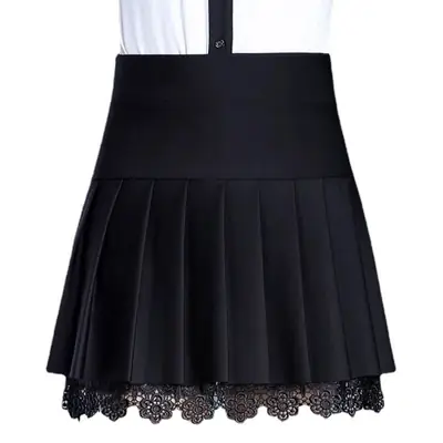 Black Pleated Skirt for Women Spring Summer Wear